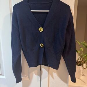Commense Navy Cardigan with Gold Accents